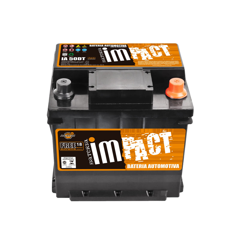 Bateria Impact 50Ah (IA50DT) [Caixa Alta] Livre de Manutenção | 18 Meses de Garantia