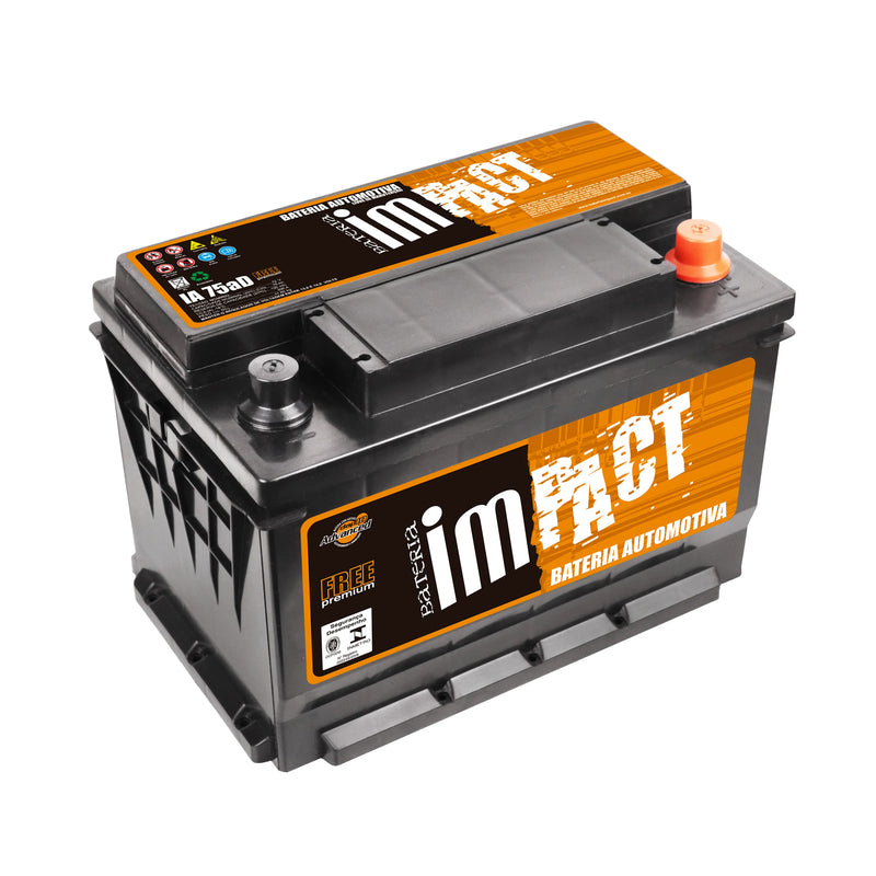 Bateria Impact 75Ah (IA75aD) [Caixa Alta] Livre de Manutenção | 12 Meses de Garantia