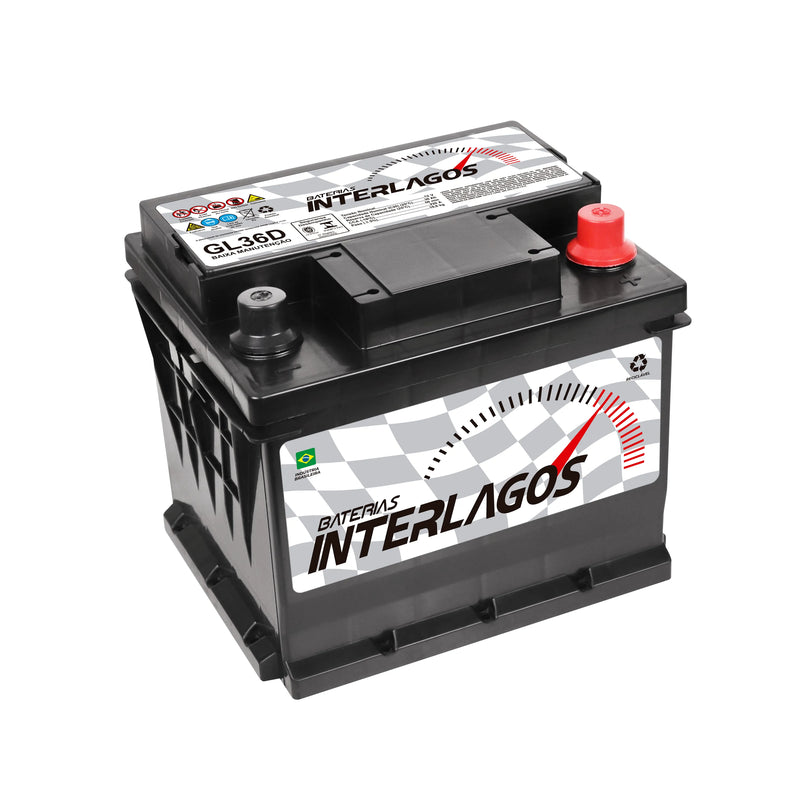 Bateria Interlagos 36Ah (GL36D) Baixa Manutenção | 12 Meses de Garantia