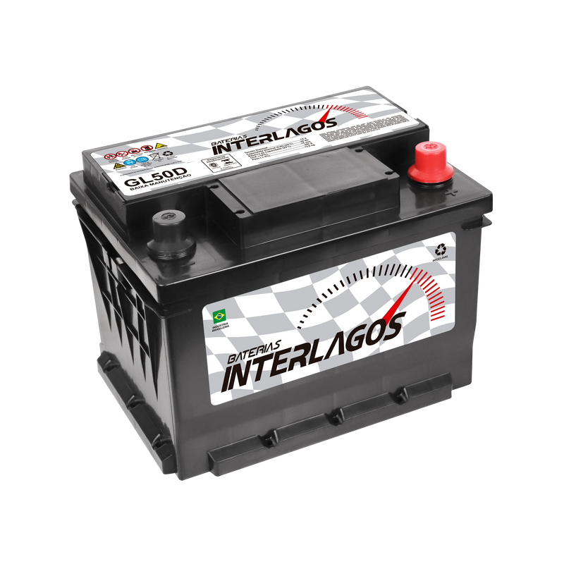 Bateria Interlagos 50Ah (GL50D) Baixa Manutenção | 12 Meses de Garantia