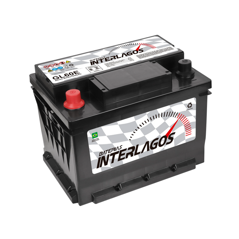 Bateria Interlagos 60Ah (GL60E) [Polo Esquerdo] Baixa Manutenção | 12 Meses de Garantia