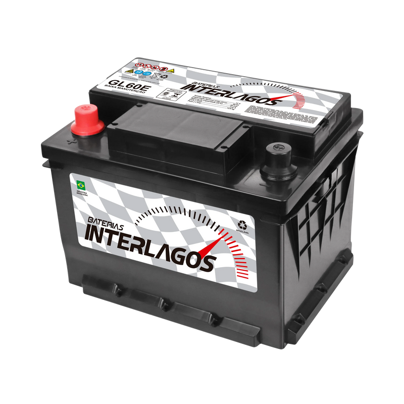 Bateria Interlagos 60Ah (GL60E) [Polo Esquerdo] Baixa Manutenção | 12 Meses de Garantia