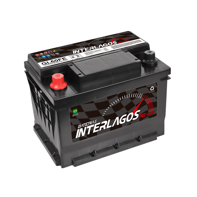 Bateria Interlagos 60Ah (GL60FD) Livre Manutenção | 12 Meses de Garantia