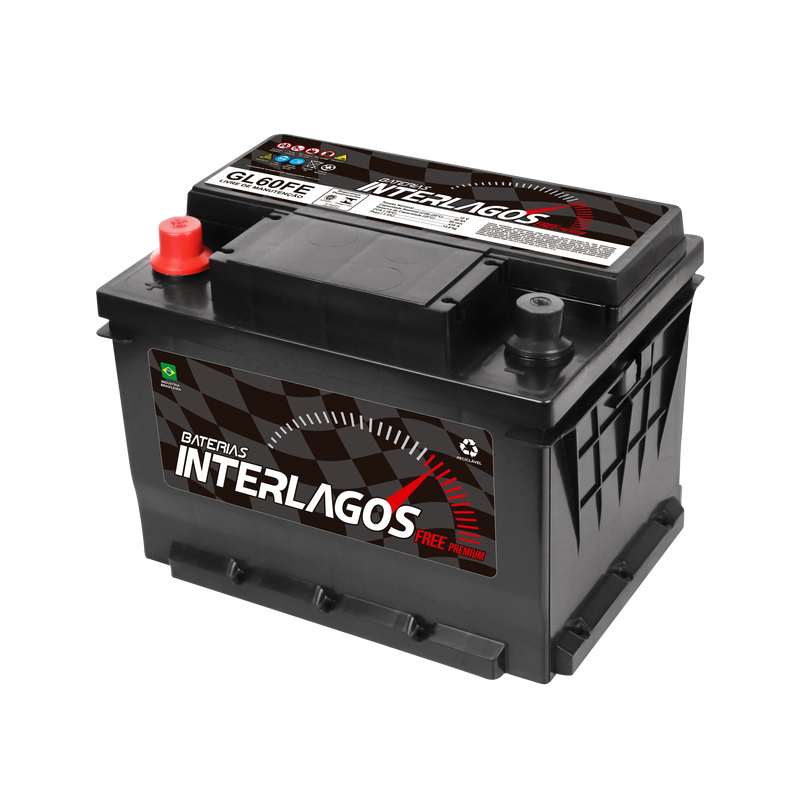 Bateria Interlagos 60Ah (GL60FD) Livre Manutenção | 12 Meses de Garantia
