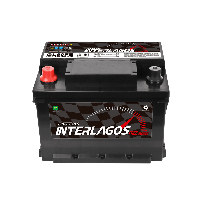 Bateria Interlagos 60Ah (GL60FD) Livre Manutenção | 12 Meses de Garantia