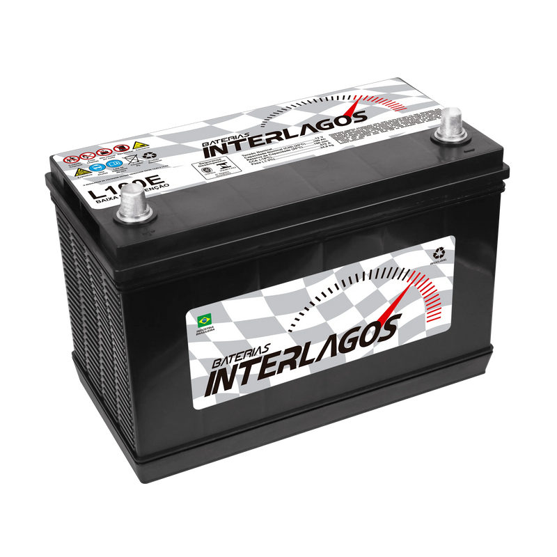 Bateria Interlagos 100Ah (L100E) [Polo Esquerdo] Baixa Manutenção | 12 Meses de Garantia