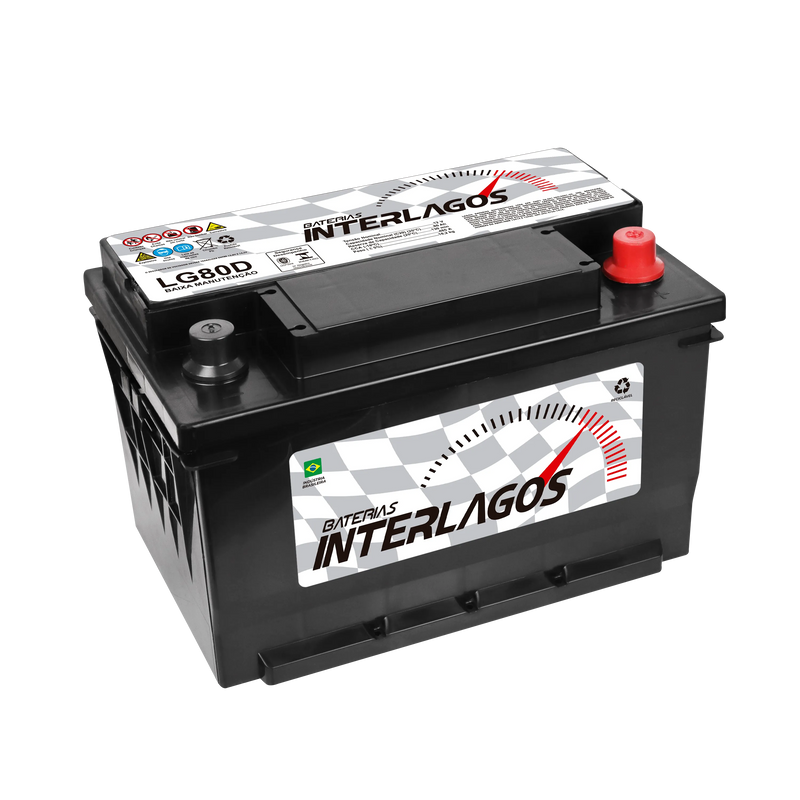 Bateria Interlagos 80Ah (LG80D) Baixa Manutenção | 12 Meses de Garantia