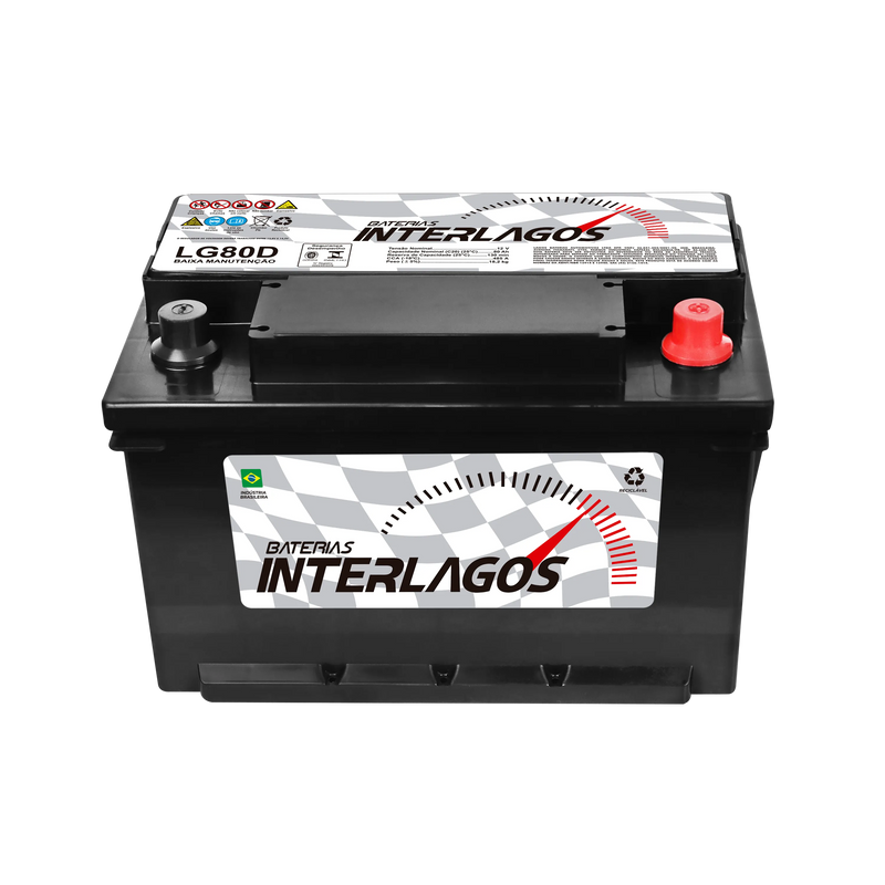 Bateria Interlagos 80Ah (LG80D) Baixa Manutenção | 12 Meses de Garantia